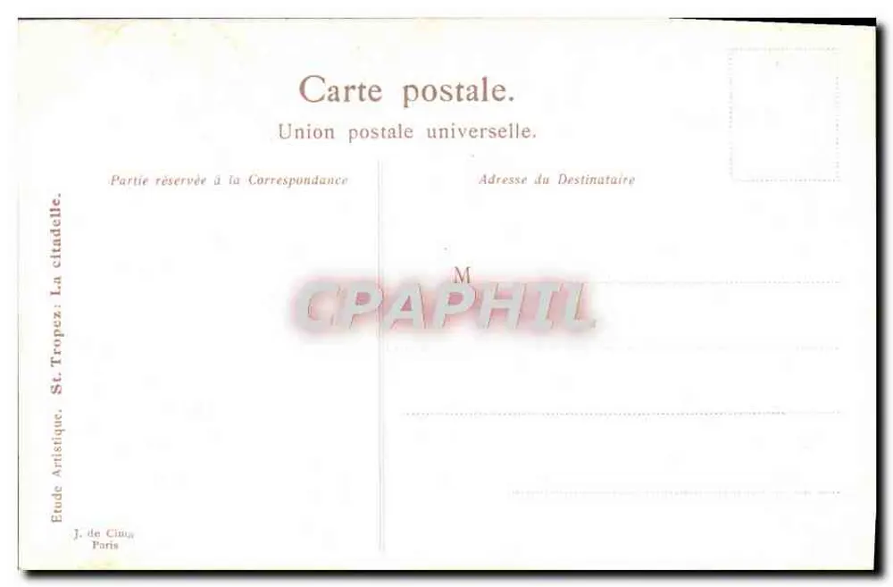 A cidadela — Saint-Tropez — Estudo Artístico, J. de Clau, Paris - Verso