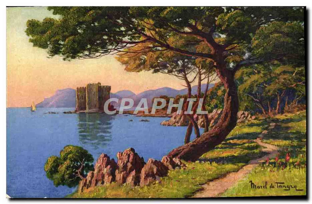 Ilha Saint-Honorat — A Costa Azul — gravura de Morel de Tangry - Frente