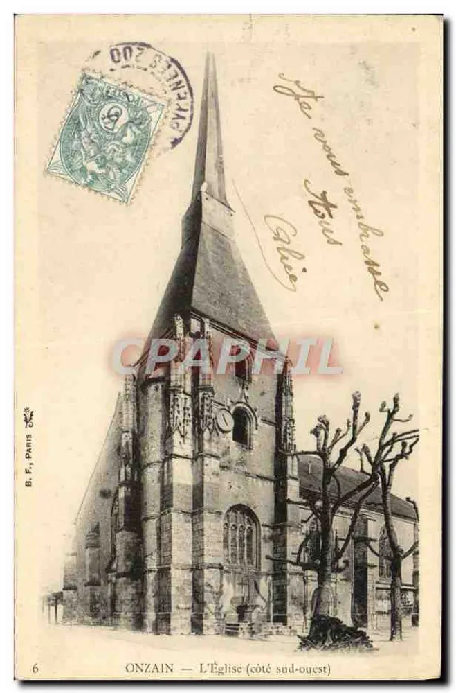 Onzain — A Igreja (lado sudoeste) — B. F. Paris, n°6 - Frente