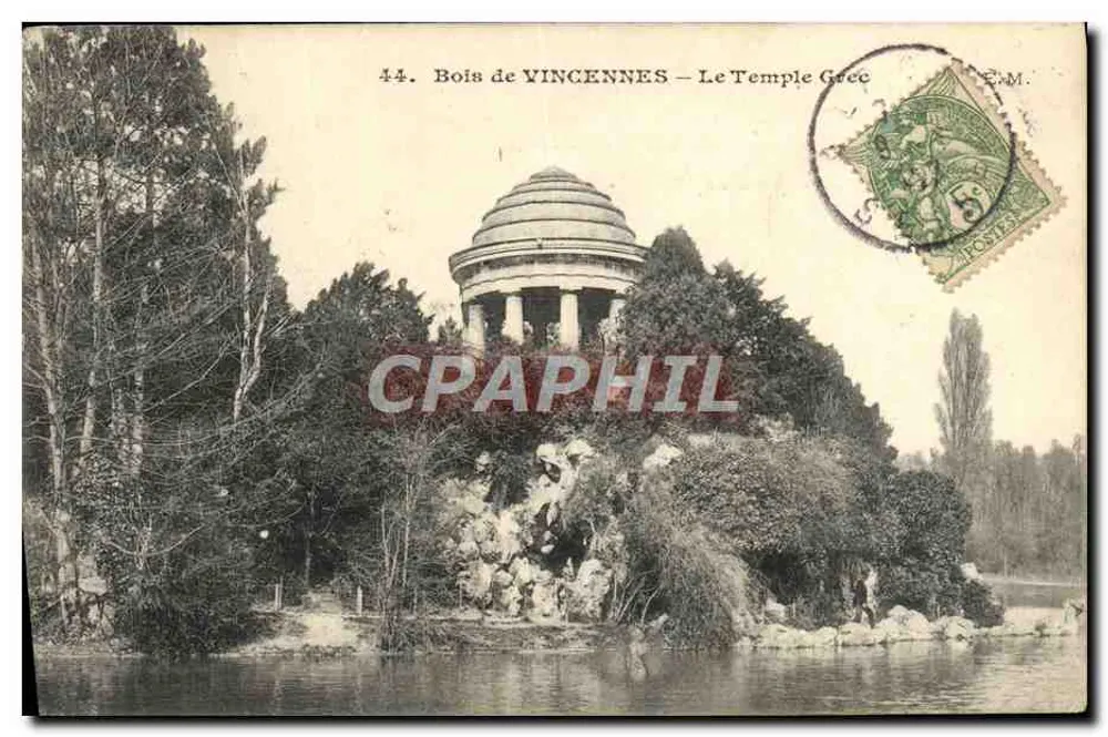 Bois de VINCENNES — El Templo Griego — E. Malcuit, fot.-edit., París - Anverso