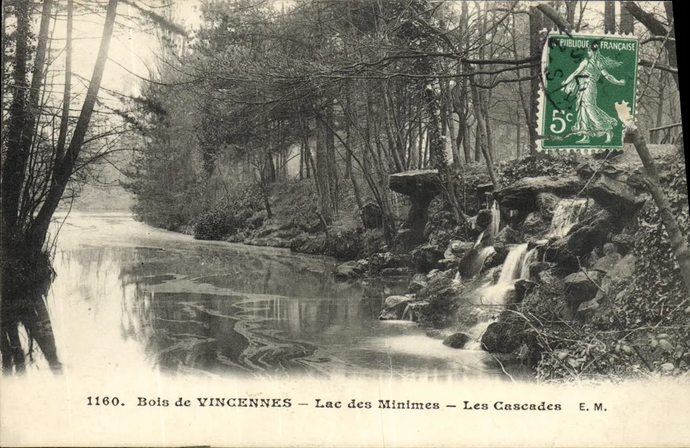 Wald von Vincennes — See der Minimes — Die Wasserfälle — E.M. — Nr. 1160 - Vorderseite