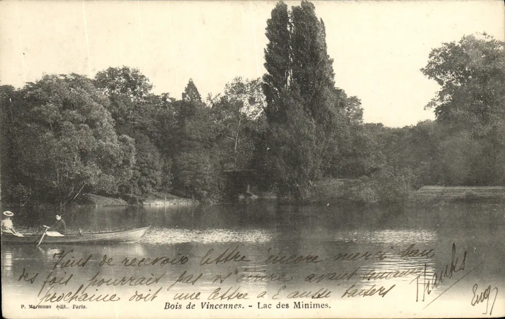 Bois de Vincennes - Lac des Minimes — P. Marimuse édit. Paris - Vorderseite