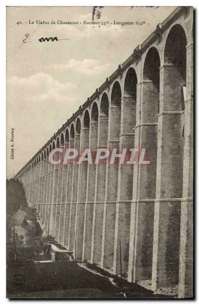 O Viaduto de Chaumont — Altura 53m - Comprimento 654m — Cliché A. Fourney - Frente