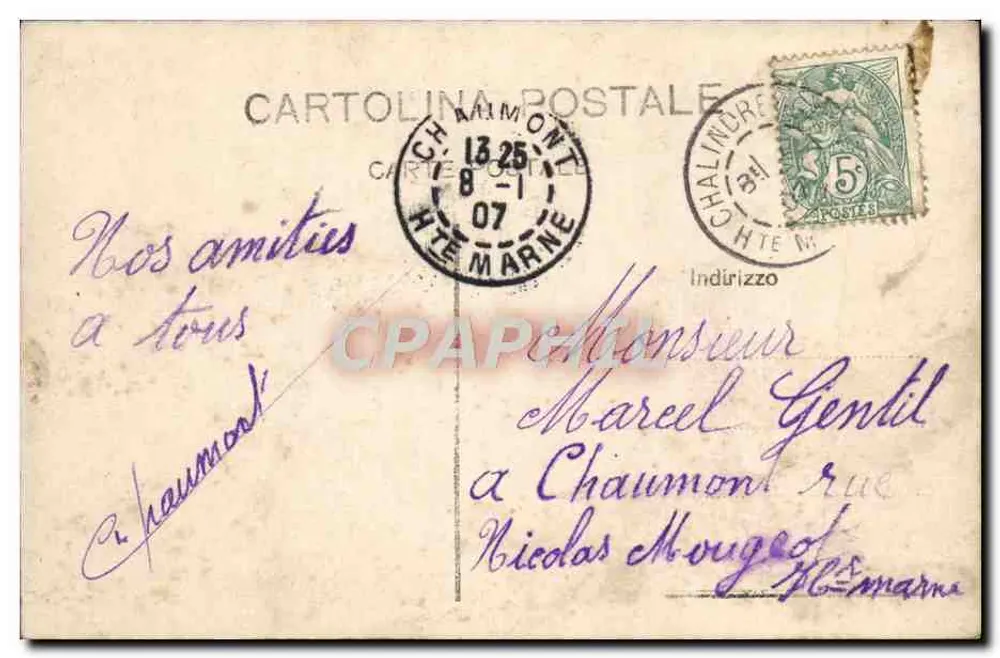 Vue de la ville de Chalindret — éditeur Cartolina Postale, n° 68 - Verso