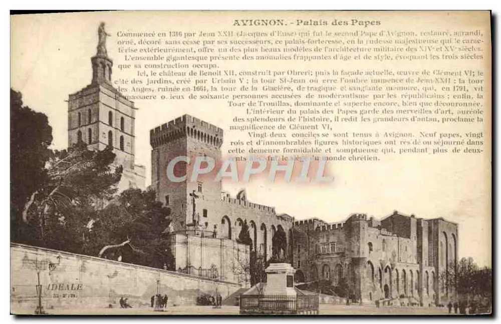Avignon - Palácio dos Papas — Descrição histórica e arquitetônica — Edição Artística IDEALE M. F. Beau, Avignon - Frente
