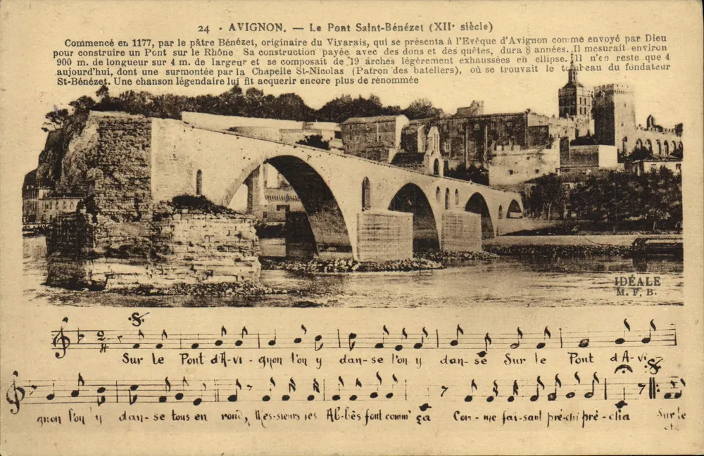Avignon — O Ponte Saint-Bénézet (século XII) — Idéale M. P. B. - Frente
