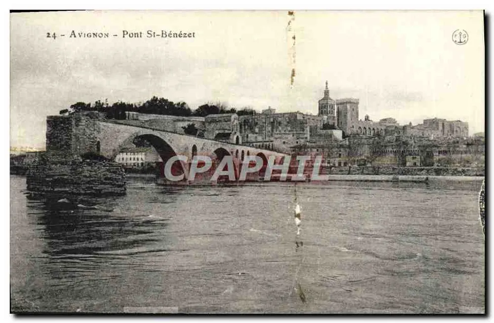 Avignon - Ponte Saint-Bénézet — vista do ponte e da cidade — editor C.13, n°24 - Frente