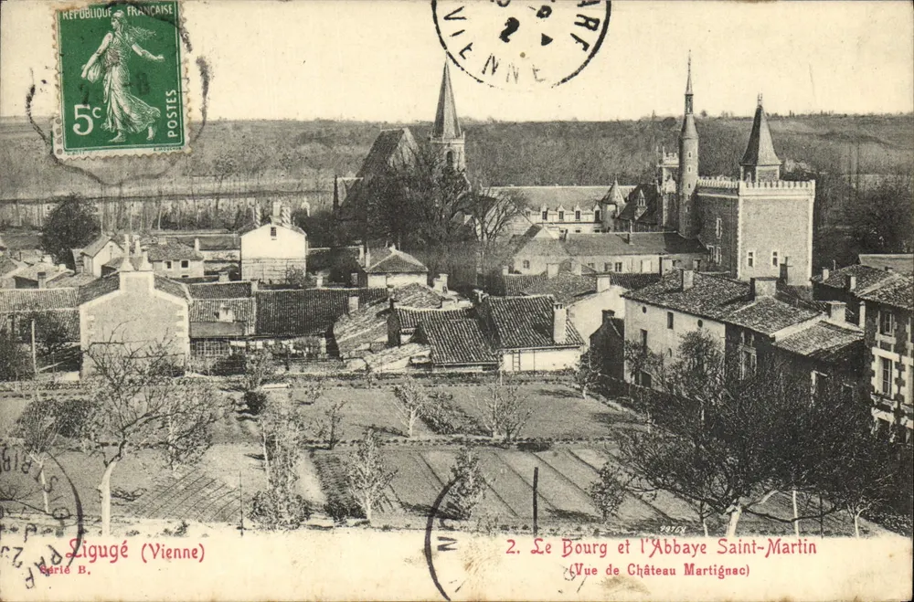 Ligugé (Vienne) — Das Dorf und die Abtei Saint-Martin — Ansicht des Schlosses Martignac — Verlag Adrie B. - Vorderseite