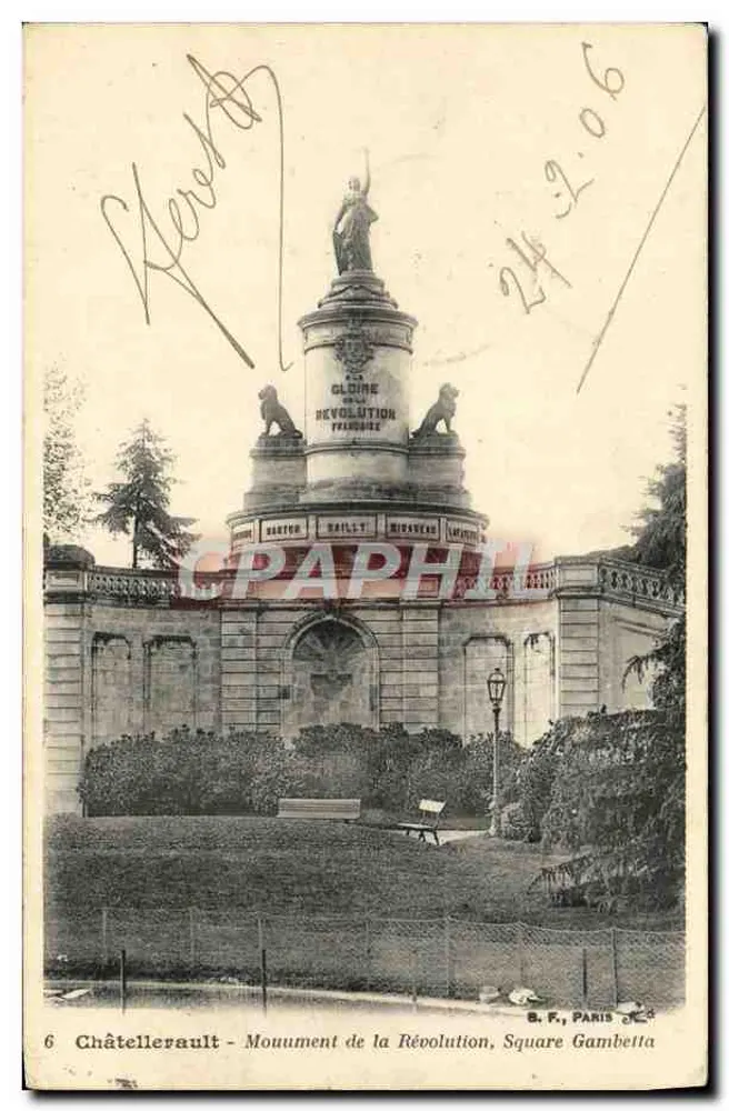 Châtellerault — Pomnik Rewolucji, Plac Gambetta — B.F. Paris, nr 6 - Awers