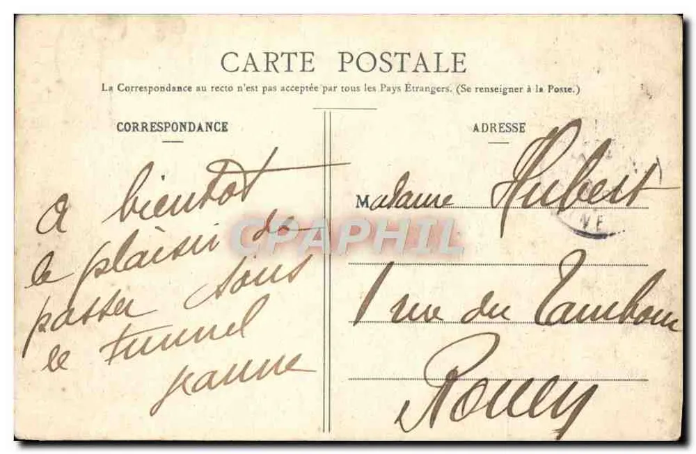 POTTIERS - Entrada do Túnel - Coll. H.B. - 186 - Verso