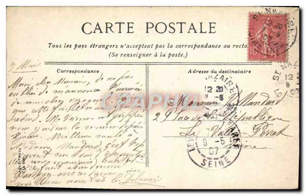 Poitiers - Palácio de Justiça — Vista do rio Sena — Série de 19 - Verso