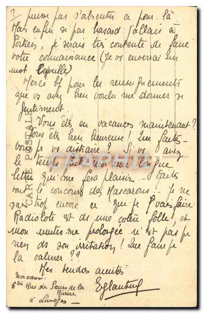 Limoges — O Ponte St-Étienne — editor desconhecido, n° 22 - Verso