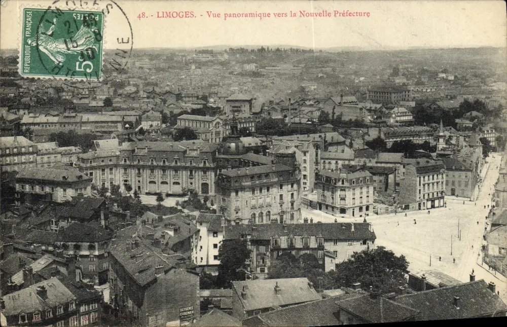 Limoges — Panoramablick Richtung Neue Präfektur — Verlag: Batienne Cusenier, Nr. 48 - Vorderseite