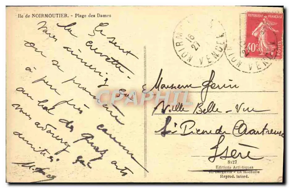 Ilha de Noirmoutier — Praia das Damas — Edições Artisticques - Verso
