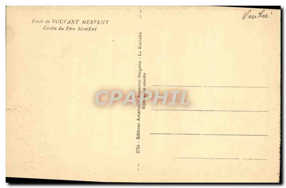 Grotte des Père Montfort — Wald von Voufant-Mervent — Éditions Raymond Bergervo — Nr. 9724 - Rückseite