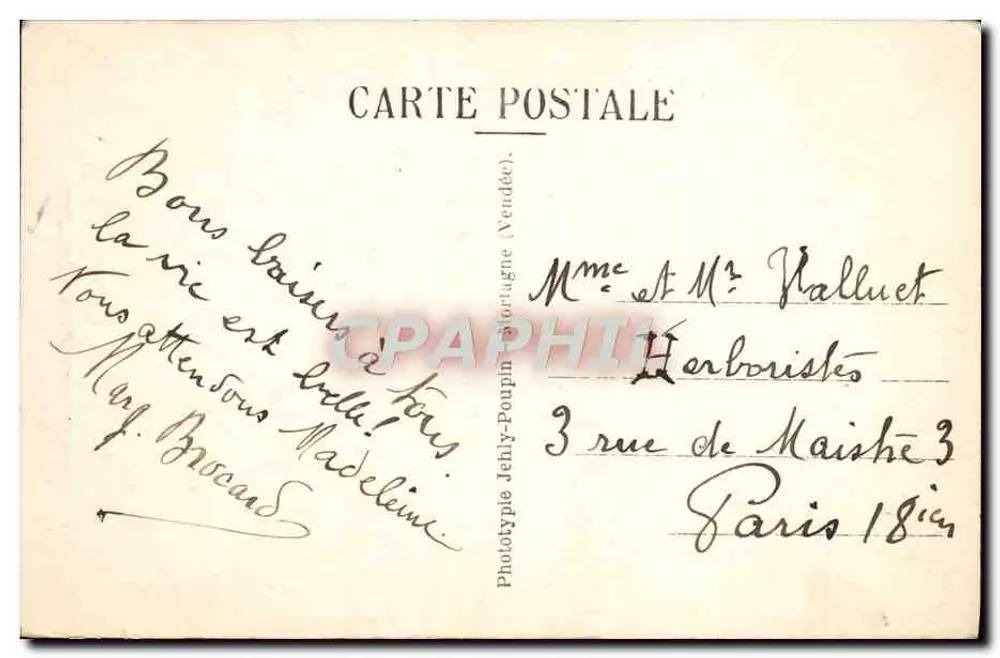 Les Sables-d'Olonne (Vendée) — A la Pêche — Phototype Jehly-Poupin (Vendée) - Verso