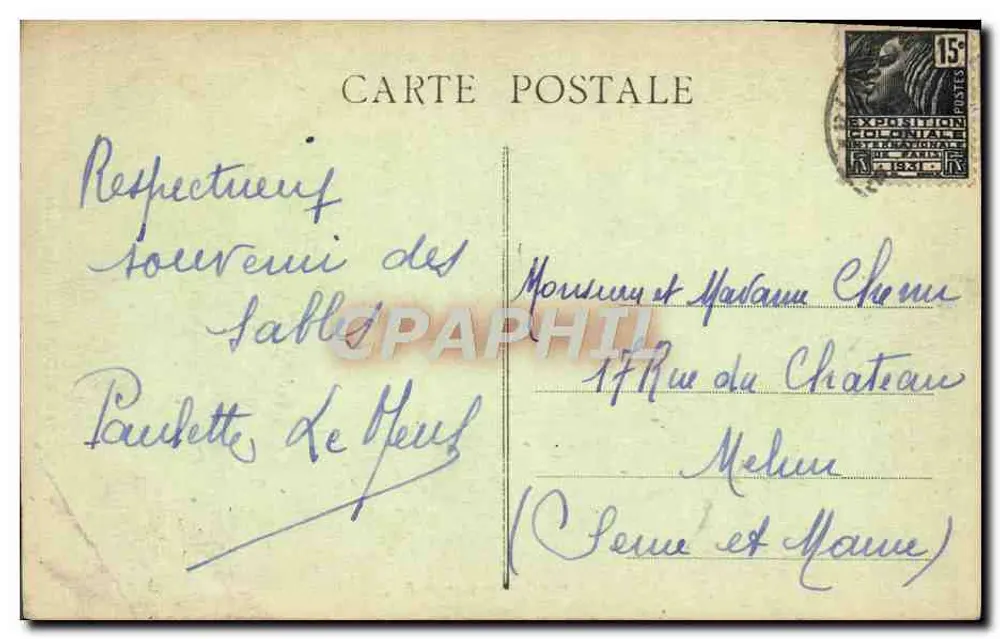 Les Sables-d'Olonne — Le Lac de Tanchet — Édition des Nouvelles Gribailles, n°71 - Verso