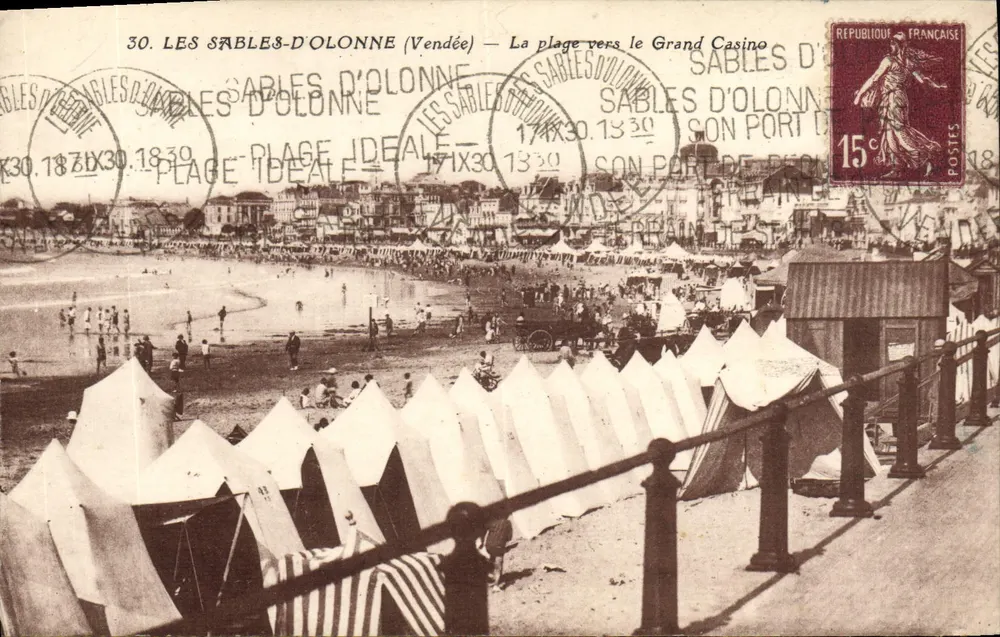 Les Sables-d'Olonne (Vendée) — Der Strand in Richtung Grand Casino — Phototypie JAILLY-MARTAINE - Vorderseite