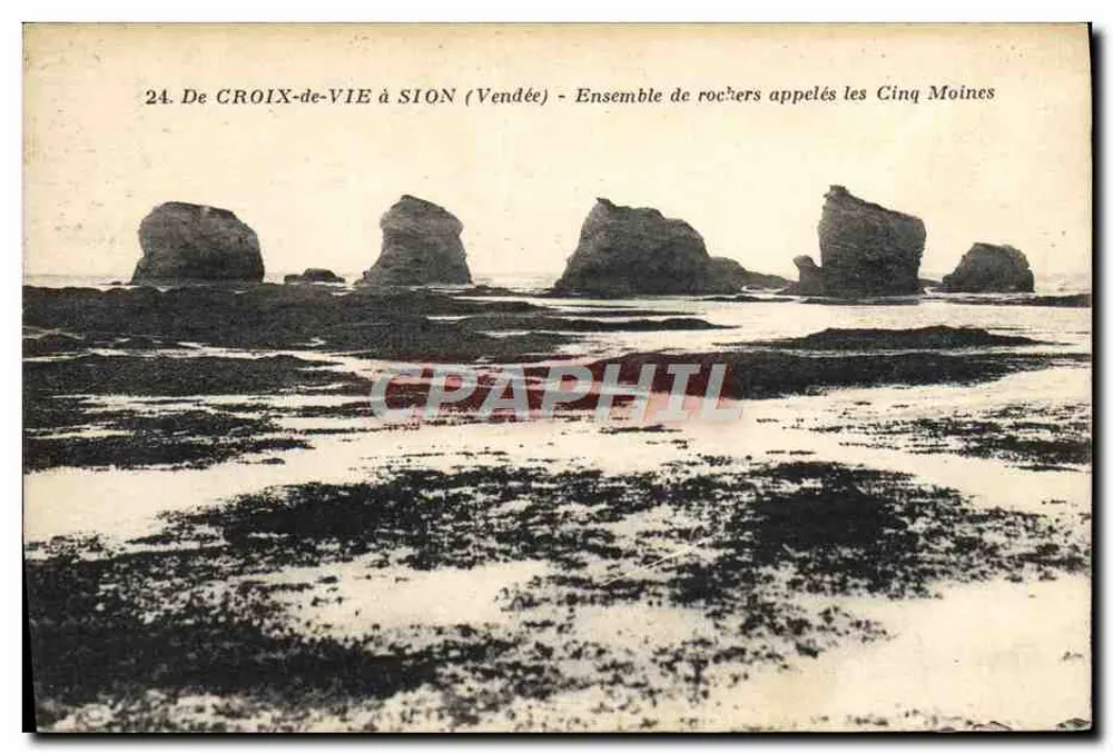Von CROIX-DE-VIE nach SION (Vendée) — Gruppe von Felsen, bekannt als die Cinq Moines - Vorderseite