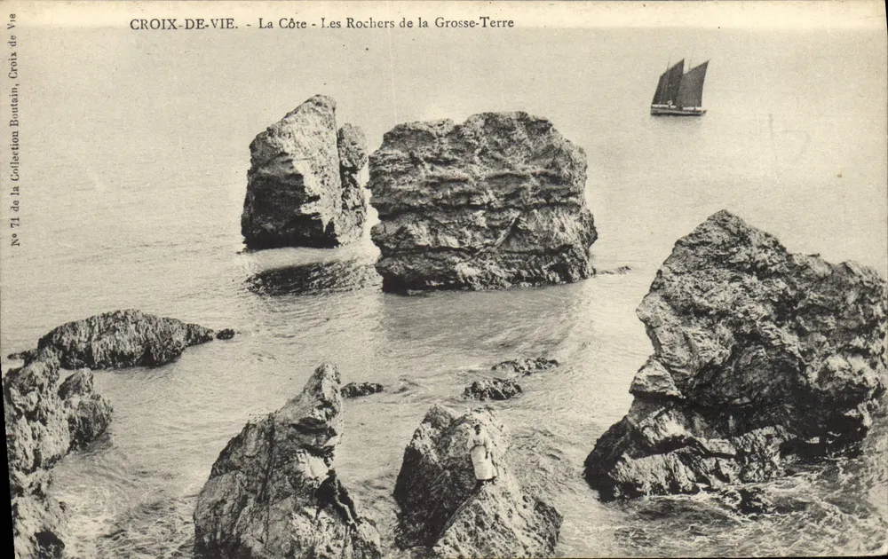 Croix-de-Vie - La Côte - Les Rochers de la Grosse-Terre — Sammlung Bontain, n° 71 - Vorderseite
