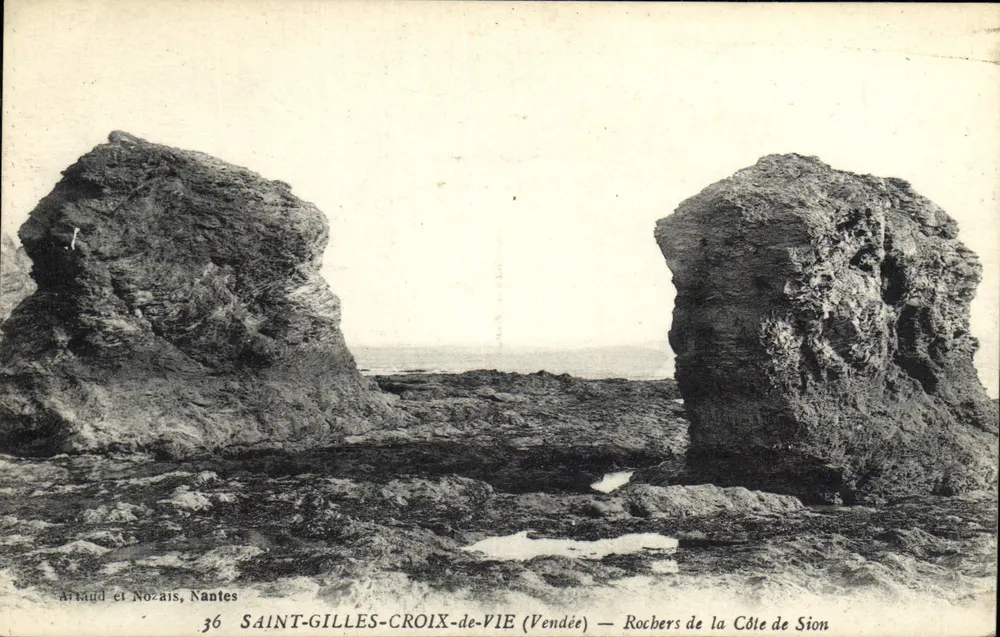 Saint-Gilles-Croix-de-Vie (Vendée) — Felsen der Côte de Sion - Vorderseite