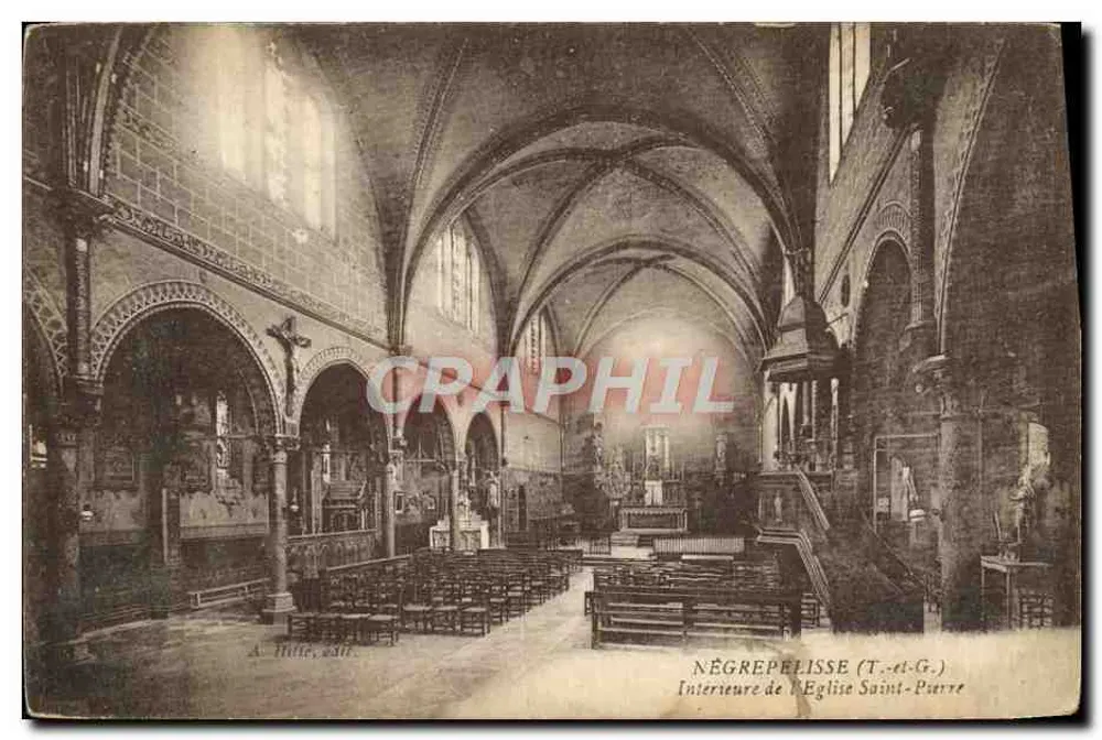 Nègrepelsse (T.-et-G.) — Intérieure de l'Église Saint-Pierre — A. Hille, édit. - Recto