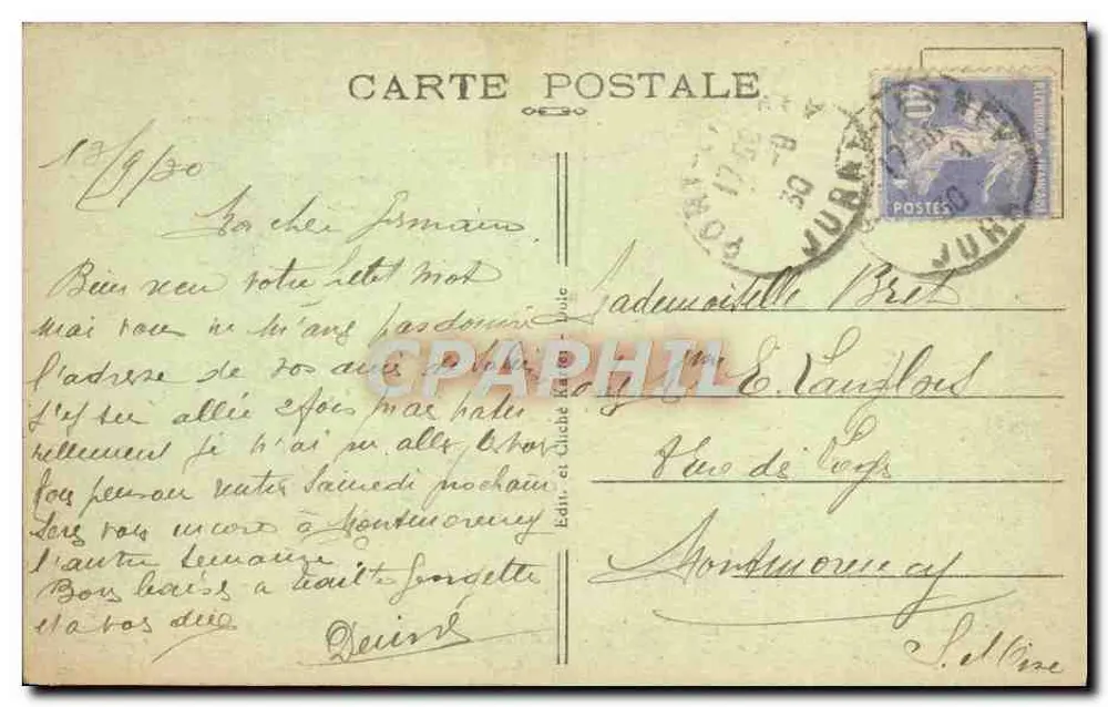 Port-Lesney (Jura) — As Cachoeiras na Loue — editor A. B. 3888.Cr.A - Verso