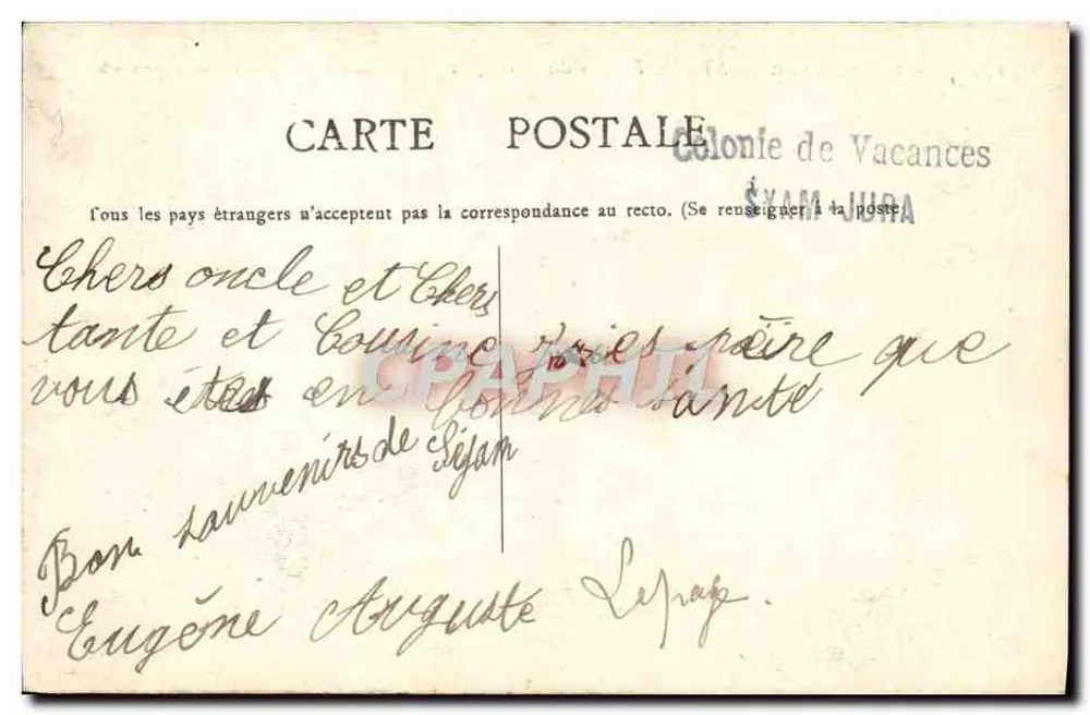 Syam — Rochers des Sarrazins — Edition Bourgeois Frères Chalon-s-S - Rückseite