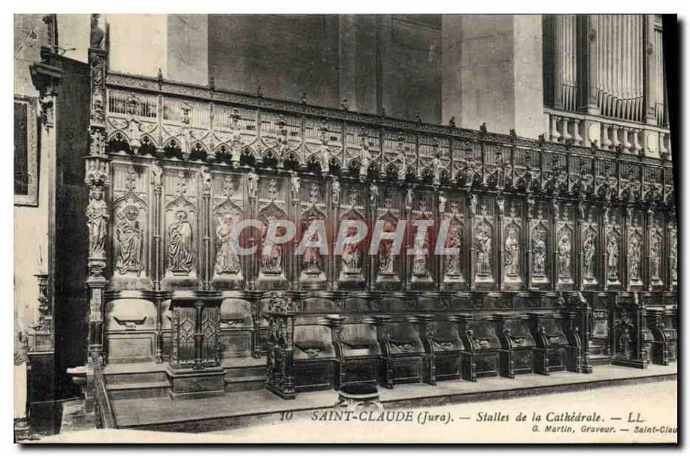 Saint-Claude (Jura) — Stalles da Catedral — G. Martin, Escultor — LL - Frente