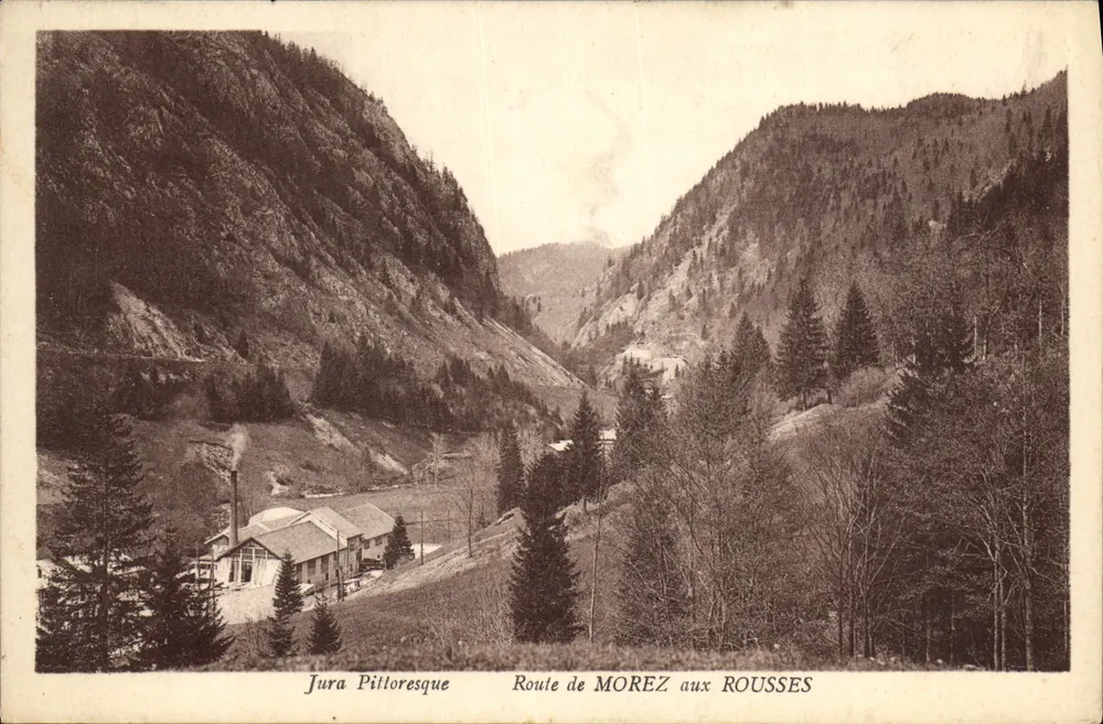 Jura Pittloresque — Estrada de MOREZ para ROUSSSES — Cliché Karrer, Dole - Frente