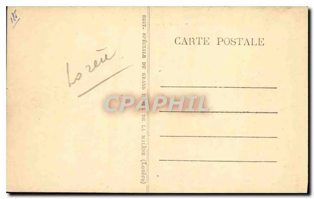 Gorges do Tarn — Les Détroits — Éditeur Spécialité du Grand Hôtel de la Malène (Lozère) - Verso