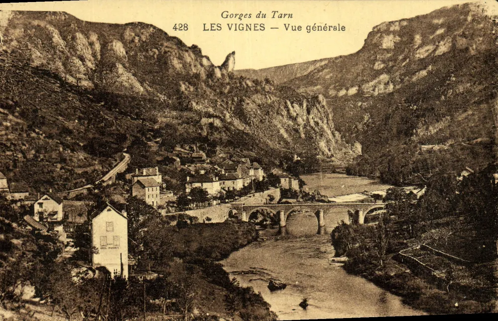 Gorges do Tarn — Les Vignes — Vista geral — Editor: Del Puyen, n° 428 - Frente