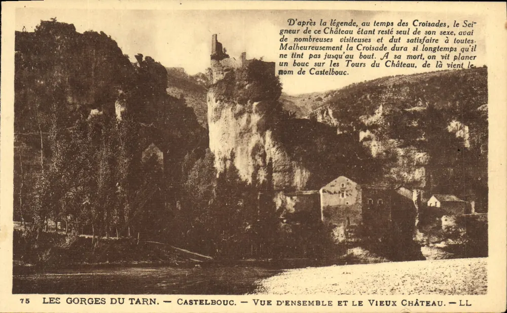Les Gorges du Tarn — Castelbouc — Überblick und das Alte Schloss — LL - Vorderseite