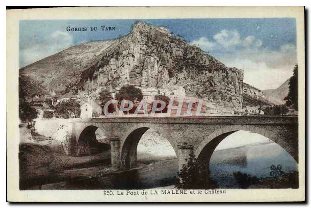 Gorges du Tarn — Le Pont de La Malène et le Château — n° 250 - Recto