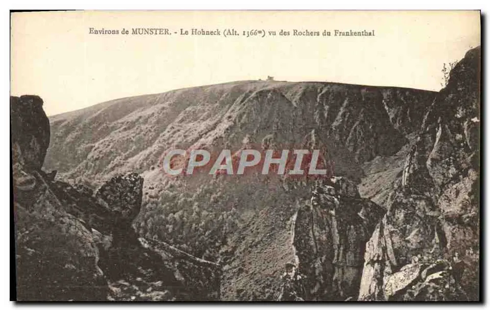 Umgebung von MUNSTER - Der Hohneck (Höhe 1366m) von den Frankenthal-Felsen aus gesehen - Vorderseite