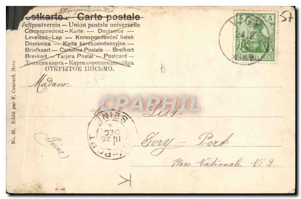 Metz — Le Congour — Bezirks-Präsidium — Présidence - Verso