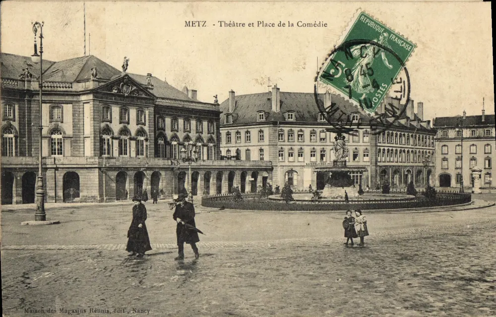 Metz — Théâtre et Place de la Comédie — Maison des Magasins Réunis, édit., Nancy - Vorderseite