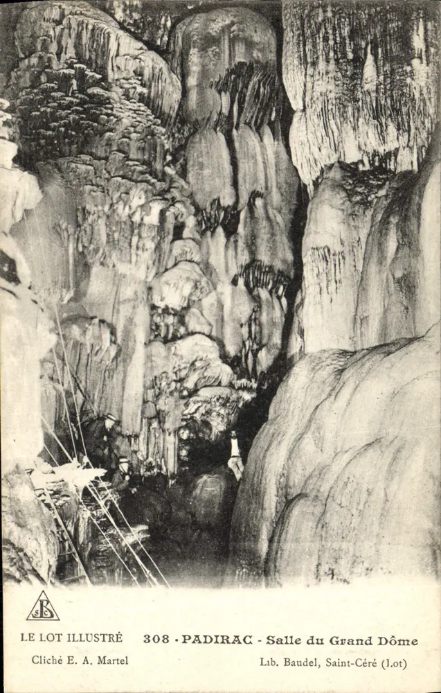 Padirac - Großer Dachsaal — Höhle mit Eiskristallen und Stalagmiten — Verlag Lib. Baudel, Saint-Céré (Lot) - Vorderseite