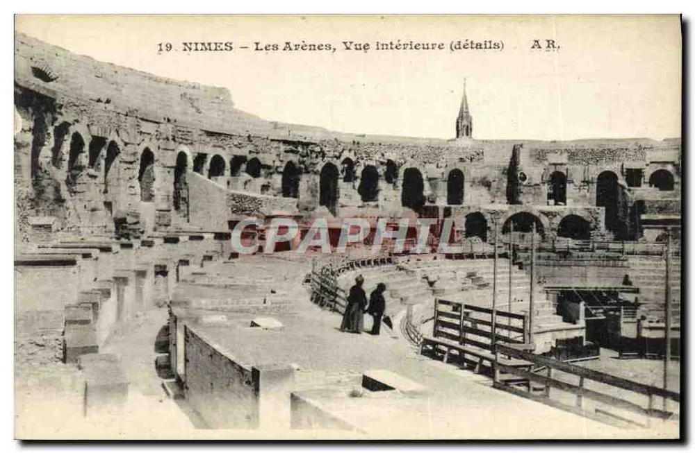Nîmes — As Arênes, Vista interna (detalhes) — A.R. - Frente