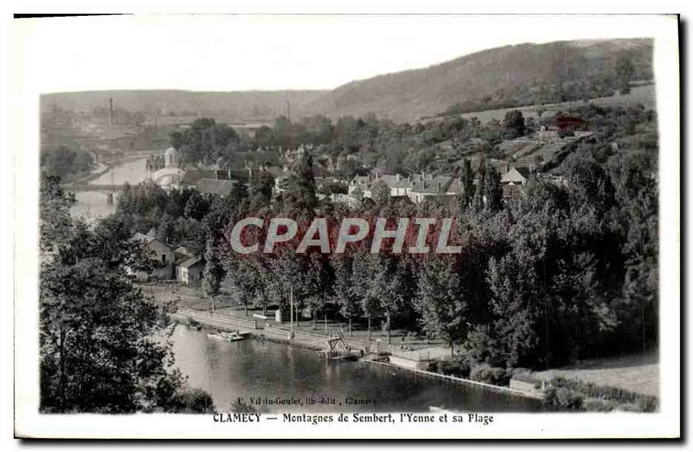 Clamecy — Berge von Sembert, die Yonne und ihre Strände — P. Vil-la-Goulet, Verleger, Clamecy - Vorderseite