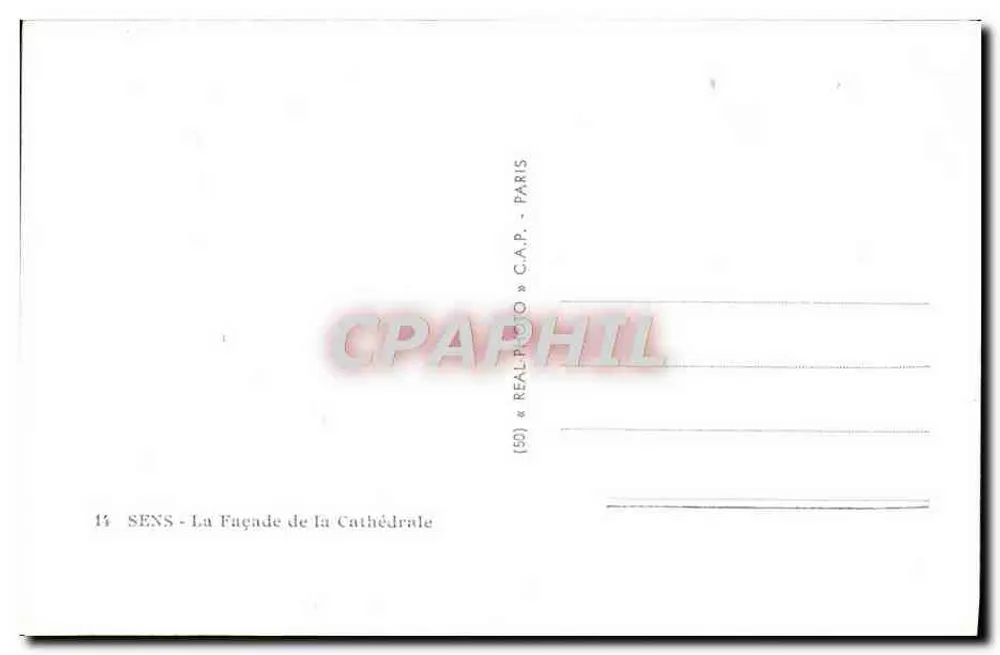 SENS - A Fachada da Catedral — LL — C.A.P. Paris - Verso