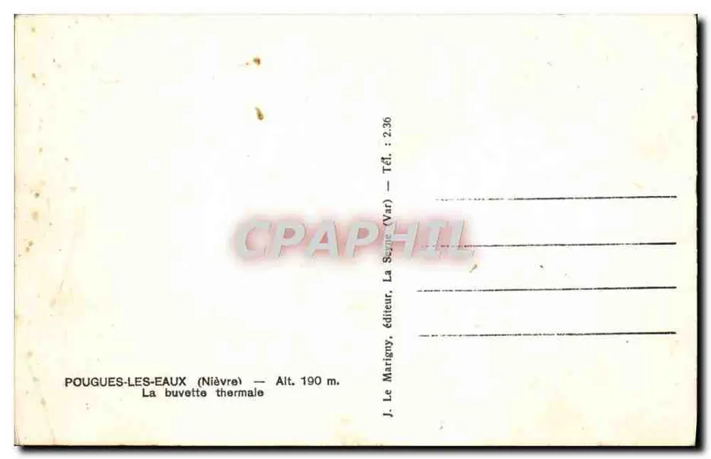 Pouguès-les-Eaux — Die Thermalbar — J. Le Marigny, Verlag - Rückseite
