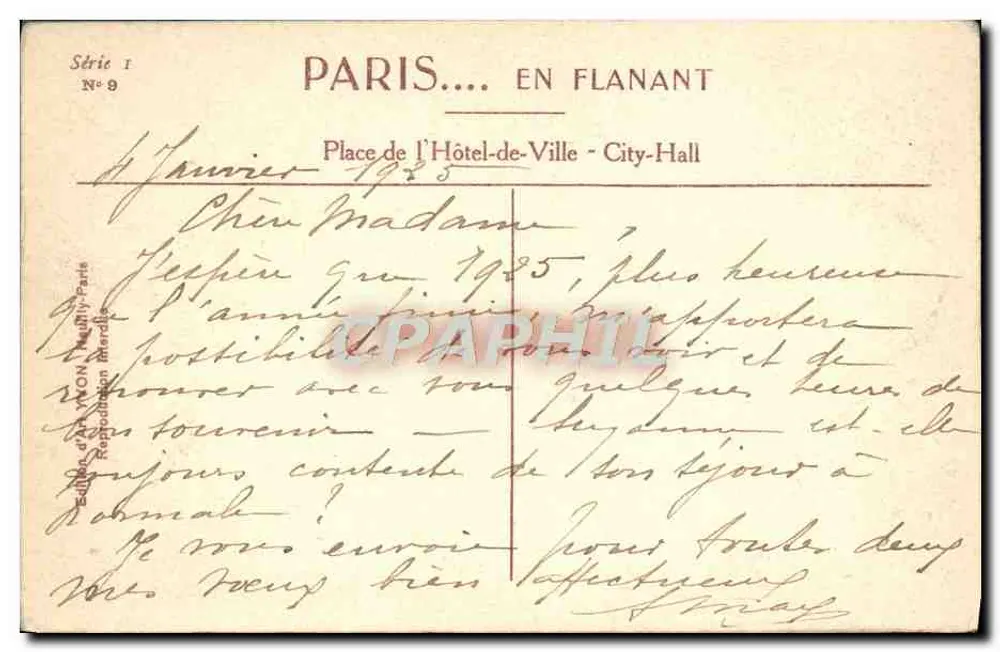 Paris... Spaziergang — Place de l'Hôtel-de-Ville - Rathaus — Yvon - Rückseite