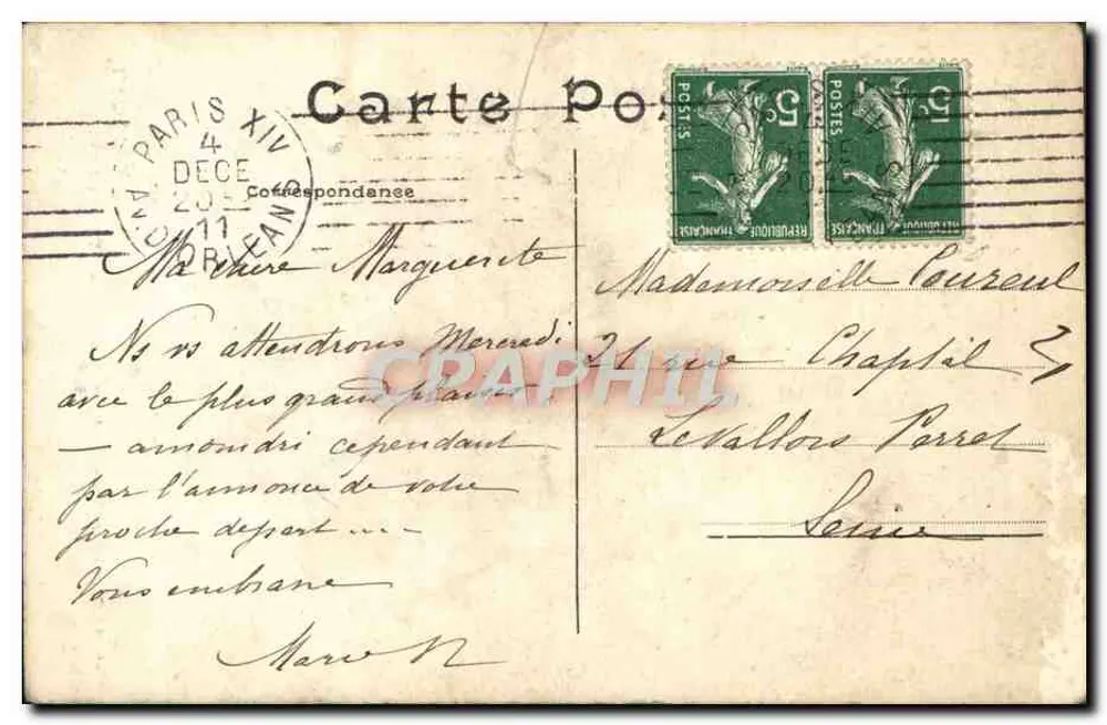Igreja de São Pedro de Montrouge — vista da torre e da entrada — L. J. edit, Paris - Verso