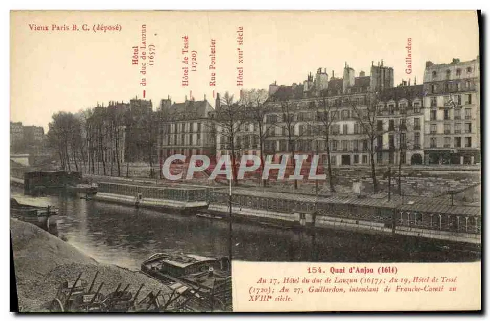 Quai d'Anjou — Historische Hotels — Altes Paris B. C. (abgegeben) - Vorderseite