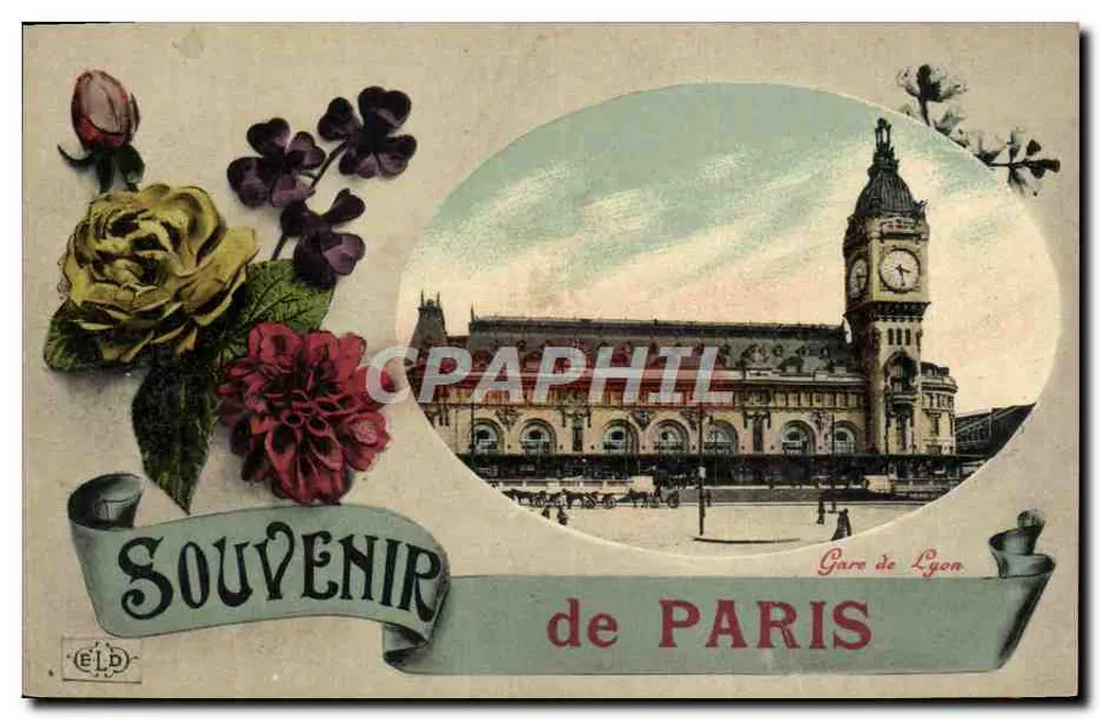 Gare de Lyon — vue de la gare avec horloge — éditeur ELD - Frente