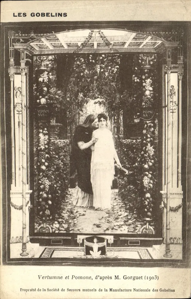 Vertumne und Pomone — nach M. Gorguet (1903) — Société de Secours mutuels de la Manufacture Nationale des Gobelins - Vorderseite