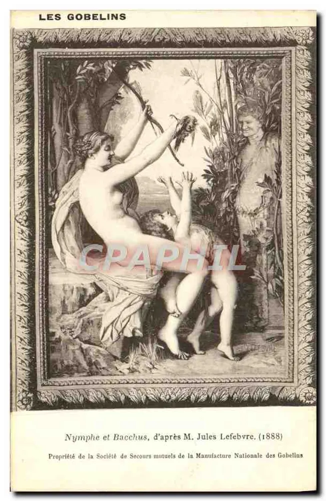 Nymphen und Bacchus — nach M. Jules Lefebvre (1888) — Société de Secours mutuels de la Manufacture Nationale des Gobelins - Vorderseite