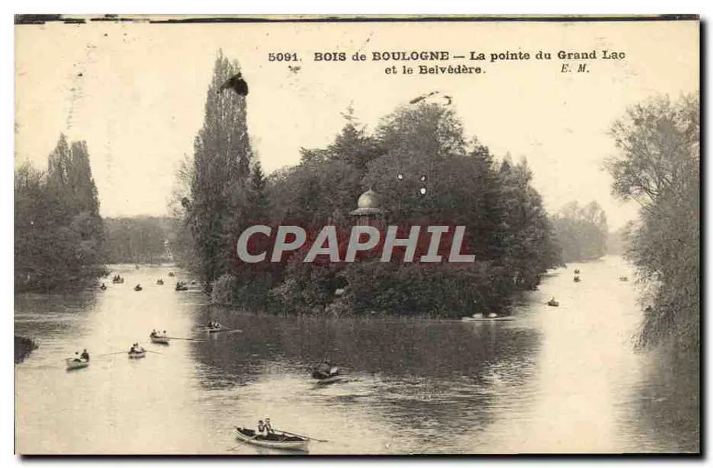 Bois de Boulogne — Die Spitze des Großen Sees und der Belvédère — E.M. n°5091 - Vorderseite