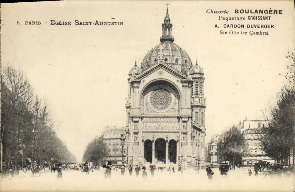 Paris - Kirche Saint-Augustin — Ansicht der Fassade mit Kuppel — Verlag A. Cardon-Duverger - Vorderseite